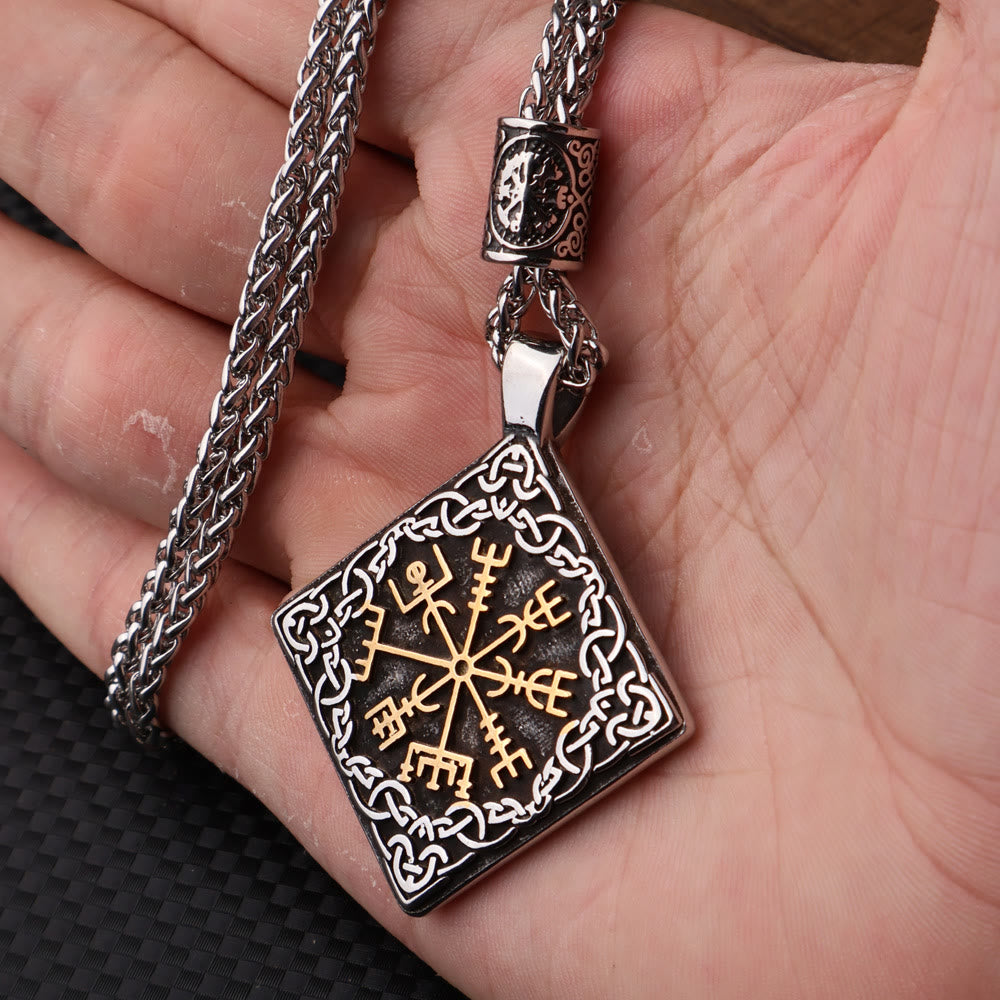 WorldNorse Celtic Knot Surround Vegvisir Geometric Necklace