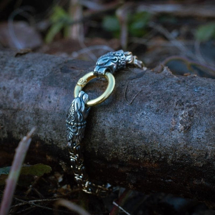 WorldNorse Men's Double Wolf Head Animal Bracelet - image 11