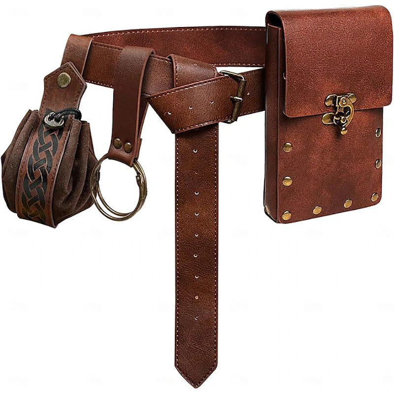 WorldNorse Leather Belt Pouch Set - Viking/Medieval Adjustable