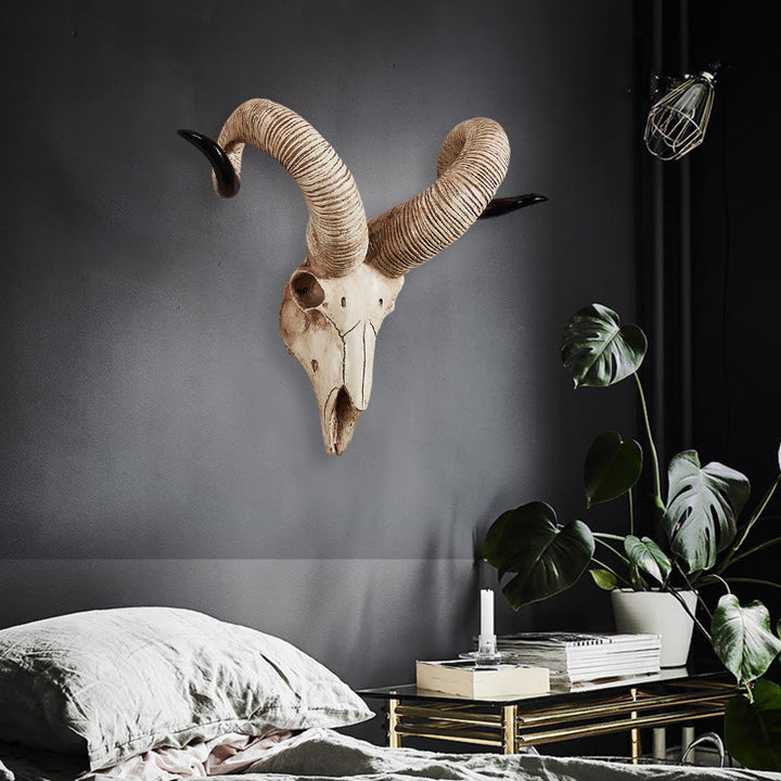 WorldNorse Ram Sheep Skull Wall Sculpture Decor