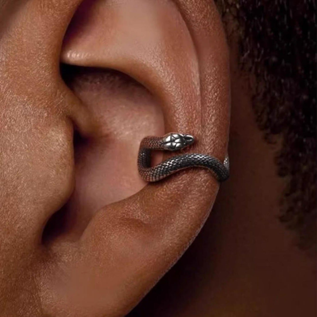 WorldNorse Gothic Coiled Snake Ear Cuffs
