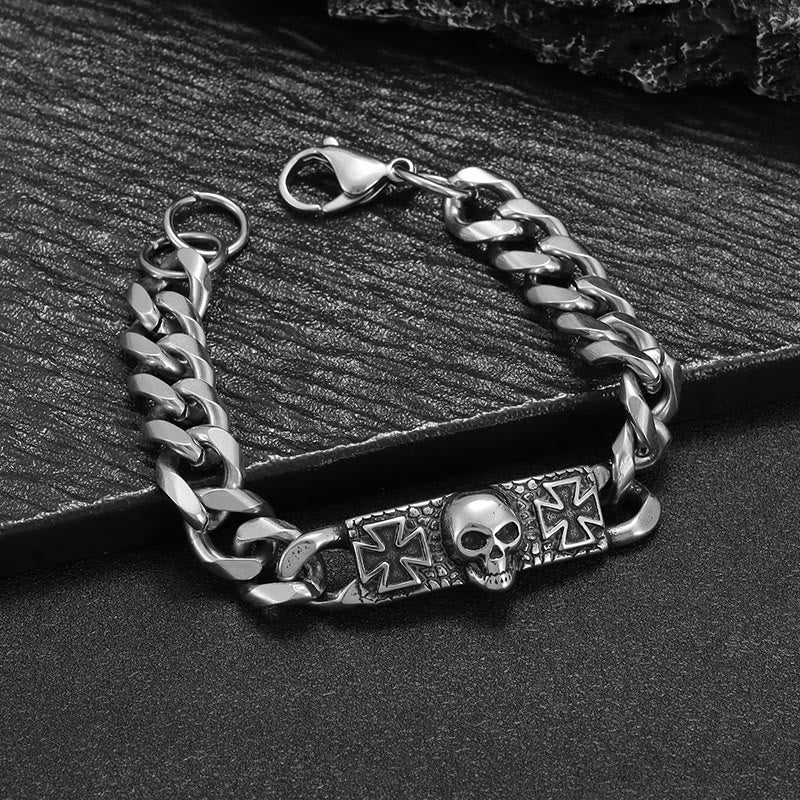 WorldNorse Skull Cross Stainless Steel Bracelet