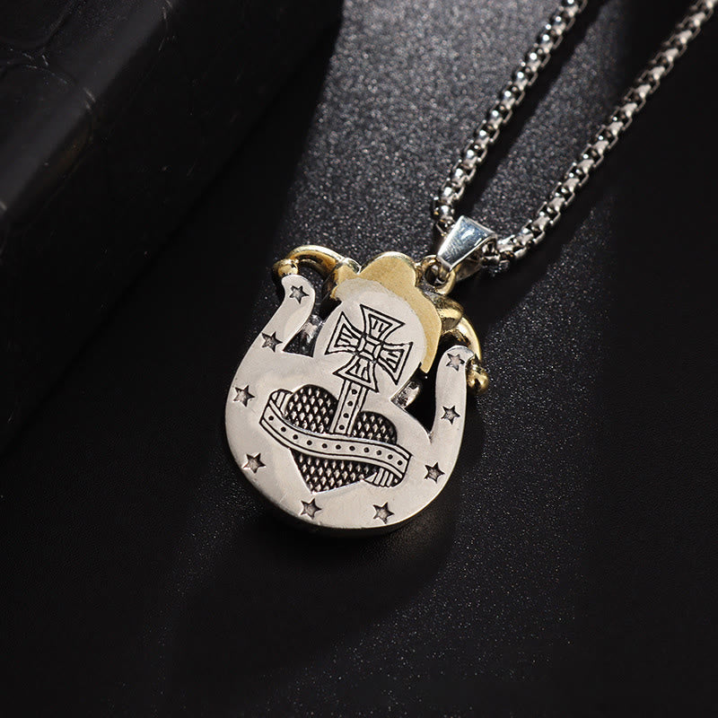 WorldNorse Clown Horseshoe Star Necklace