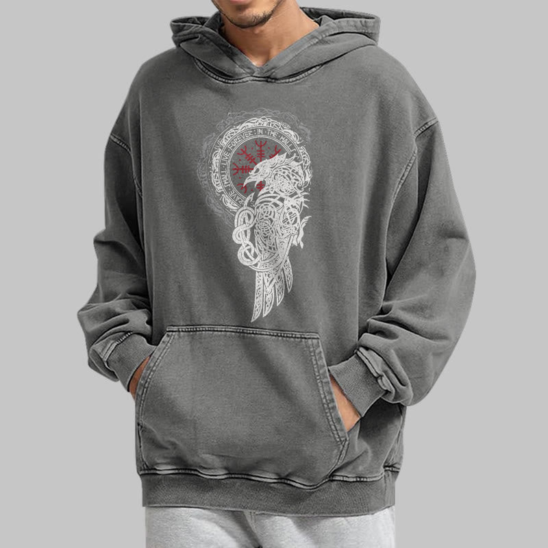 WorldNorse Celtic Raven Helm Of Awe Washed Hoodie - image 15