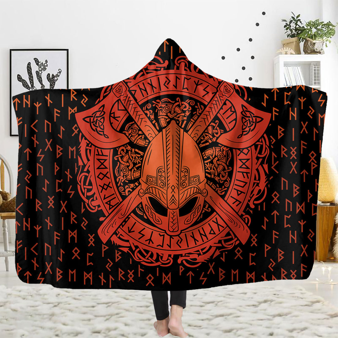 WorldNorse Viking Rune Hooded Blanket - Viking Axe - 150x200cm - image 4