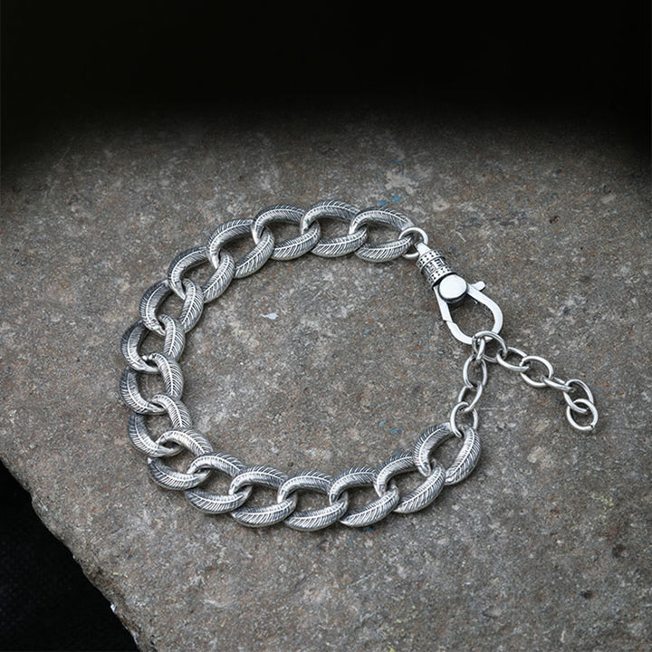 WorldNorse 925 Sterling Silver Feather Bracelet