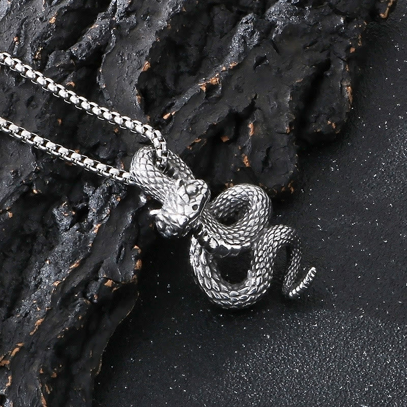 WorldNorse Coiled Snake Pendant Necklace