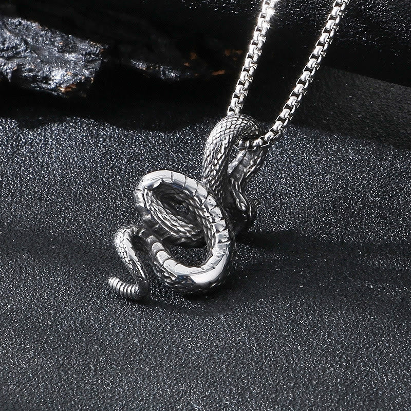 WorldNorse Coiled Snake Pendant Necklace
