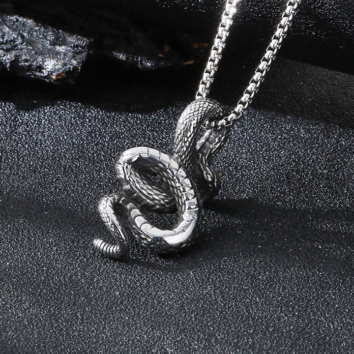 WorldNorse Coiled Snake Pendant Necklace