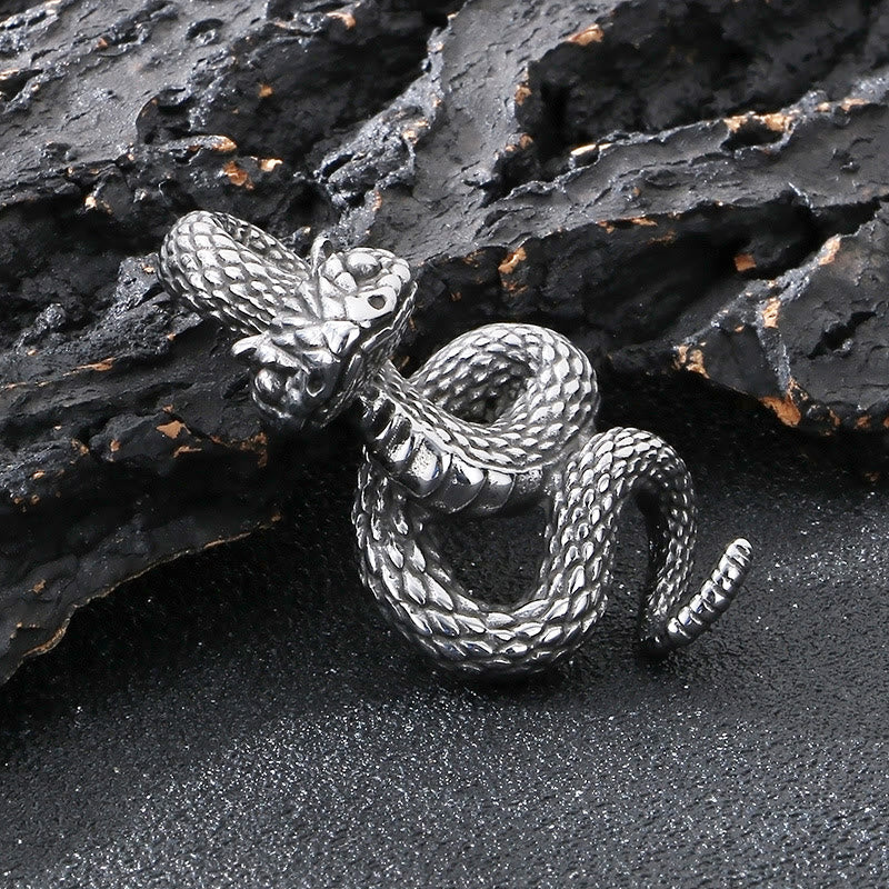 WorldNorse Coiled Snake Pendant Necklace