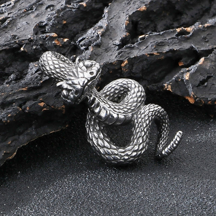 WorldNorse Coiled Snake Pendant Necklace