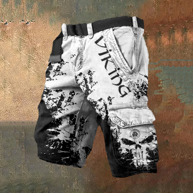 WorldNorse Viking Valknut Cargo Shorts - White Black - US/UK/AU50,EU60 (5XL) - image 1