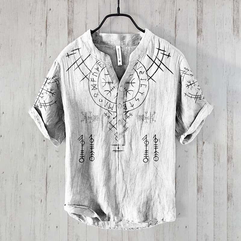 WorldNorse Viking Helm of Awe Rune Casual Shirt - White - US/UK/AU50,EU60 (5XL) - image 1