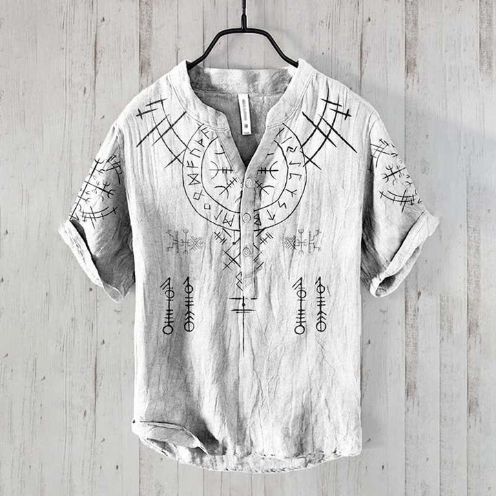 WorldNorse Viking Helm of Awe Rune Casual Shirt - White - US/UK/AU50,EU60 (5XL) - image 1