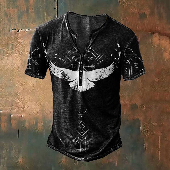WorldNorse Raven Vegvisir Henley T-Shirt