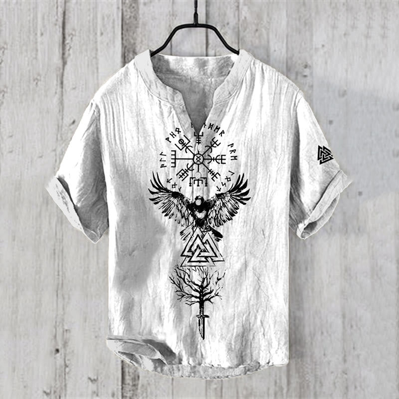 WorldNorse Viking Vegvisir Valknut Yggdrasil Raven Casual Shirt - US/UK/AU50,EU60 (5XL) - image 1