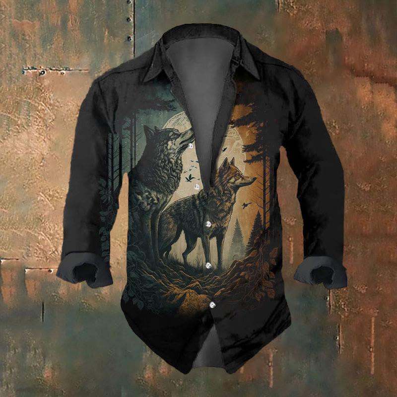 WorldNorse Viking Wolves Long Sleeve Shirt