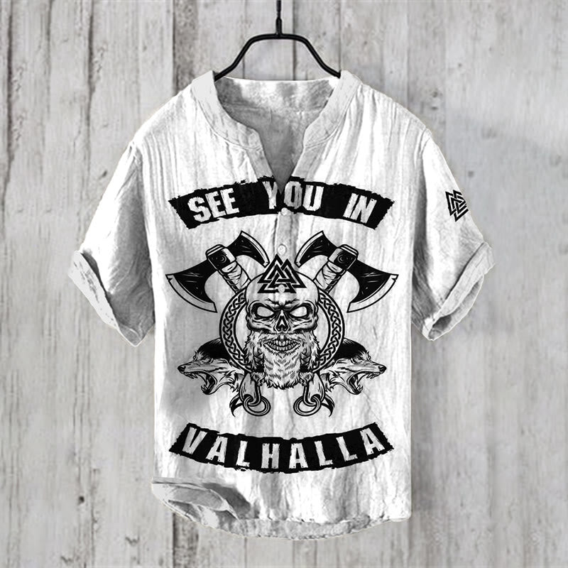 WorldNorse See You Valhalla Skull Casual Shirt - White - US/UK/AU50,EU60 (5XL) - image 2