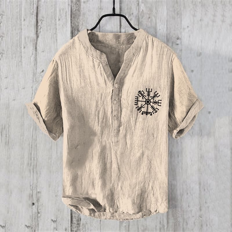 WorldNorse Vegvisir Henry Collar Casual Shirt - US/UK/AU50,EU60 (5XL) - image 1