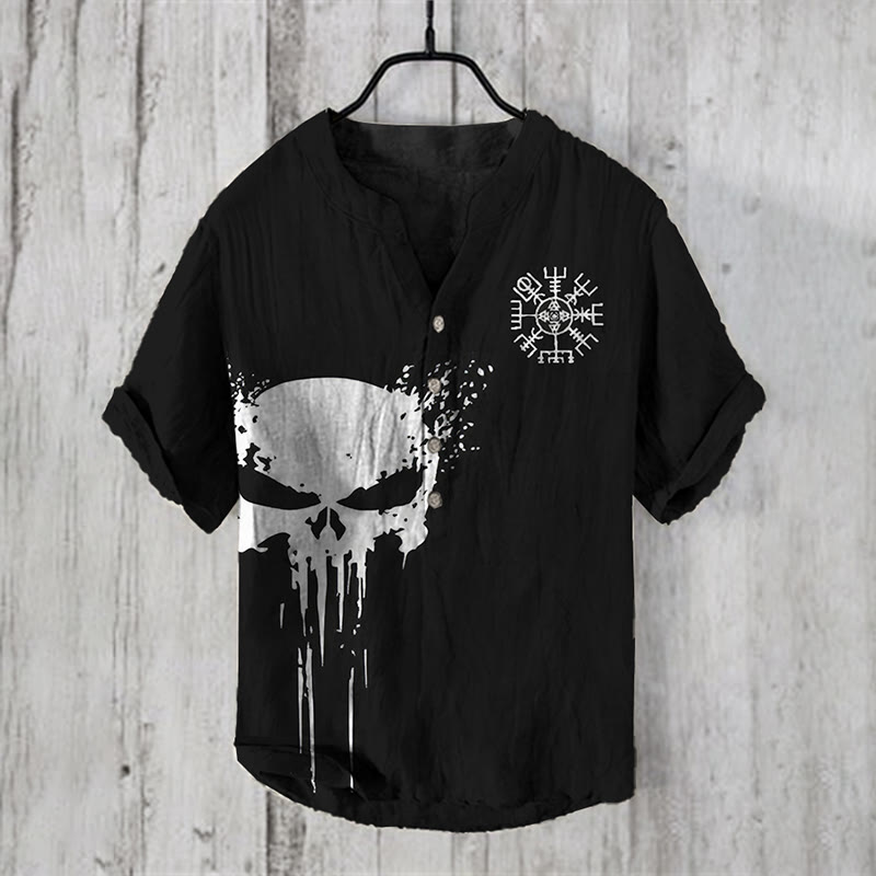 WorldNorse Viking Skull Vegvisir Casual Shirt - US/UK/AU50,EU60 (5XL) - image 1