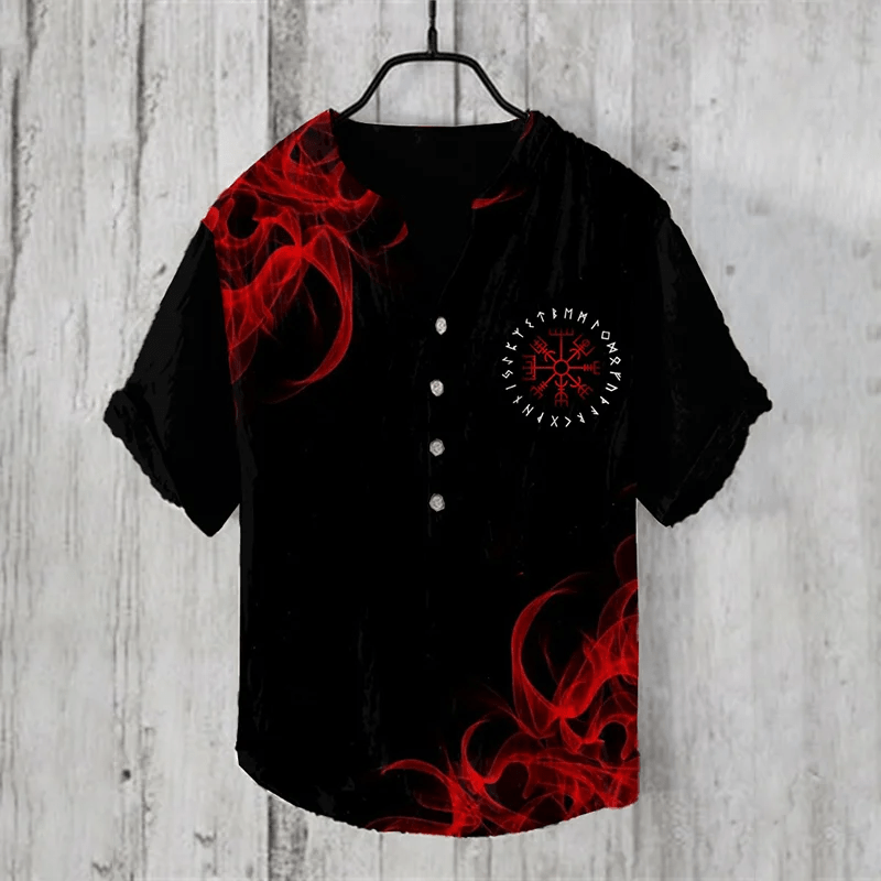 WorldNorse Runes Vegvisir Flame Casual Shirt - US/UK/AU50,EU60 (5XL) - image 1