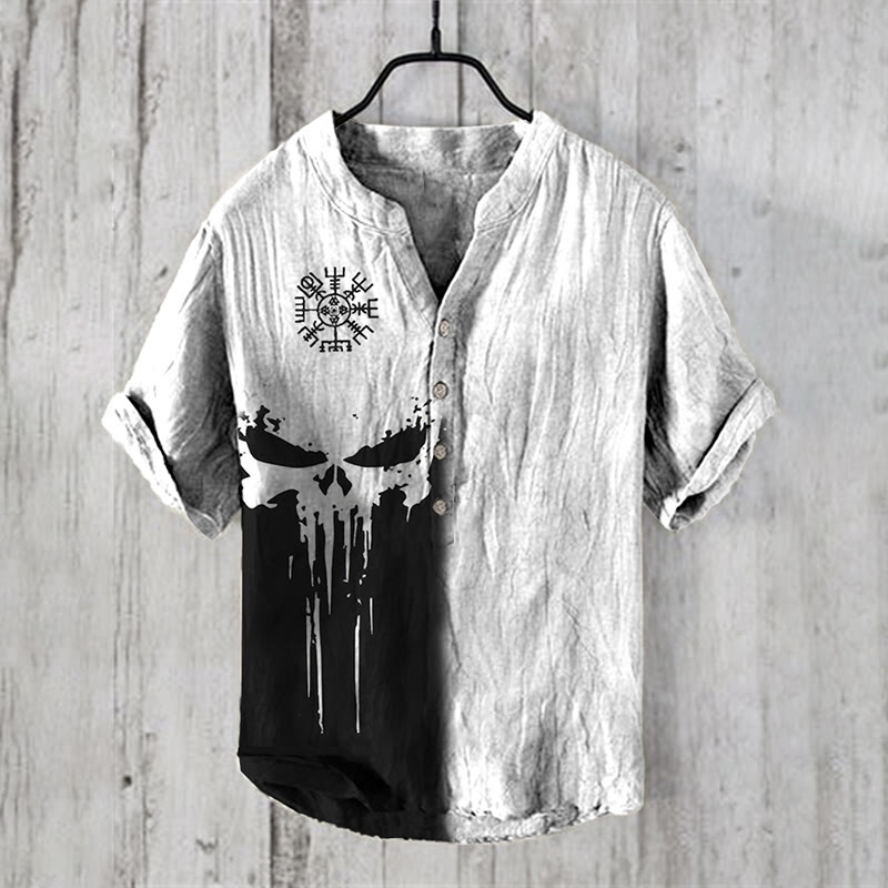 WorldNorse Viking Vegvisir Skull Casual Shirt - US/UK/AU50,EU60 (5XL) - image 1
