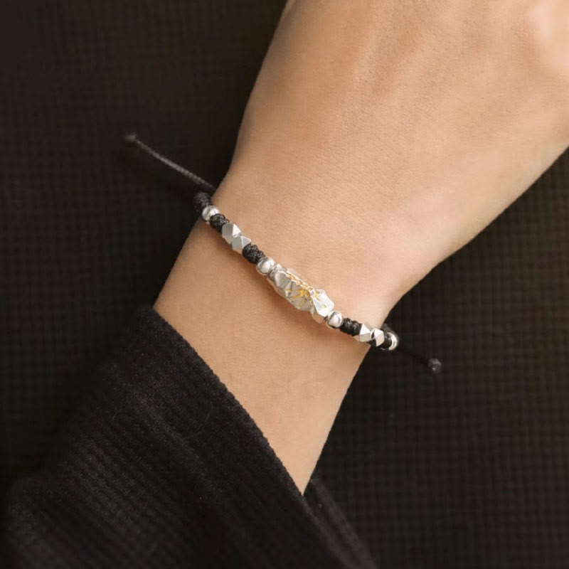 WorldNorse 925 Sterling Silver Wish Emblem Hammered Braceket