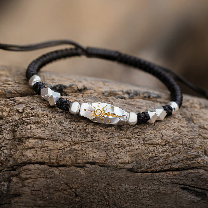 WorldNorse 925 Sterling Silver Wish Emblem Hammered Braceket