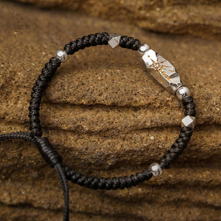 WorldNorse 925 Sterling Silver Wish Emblem Hammered Bracelet