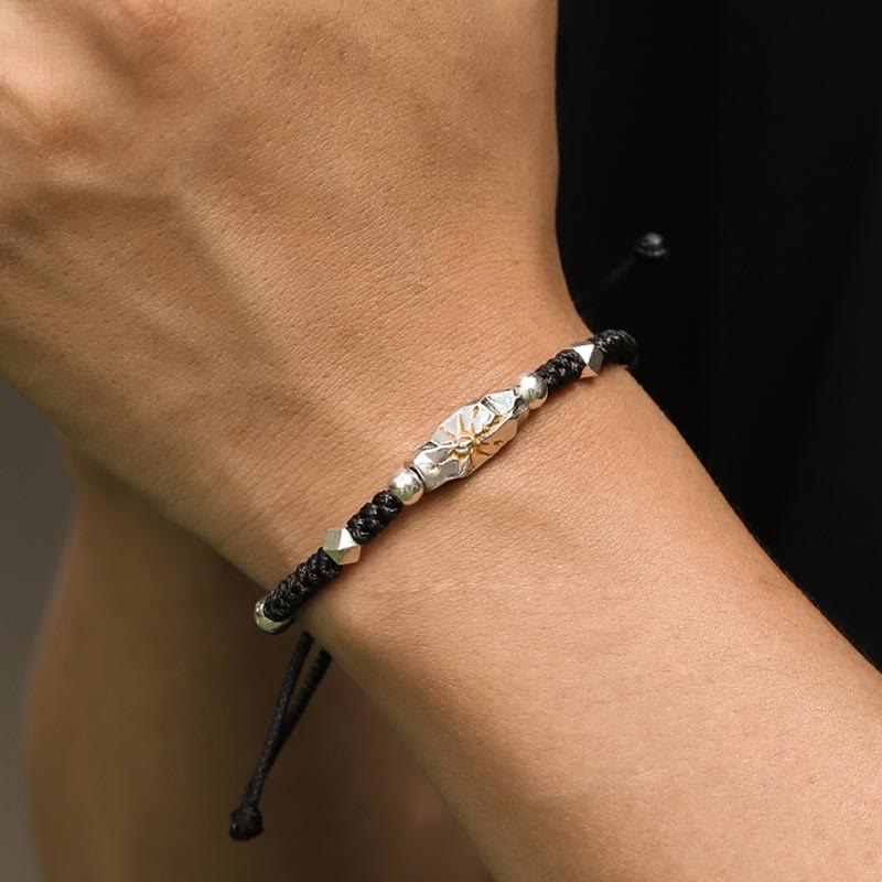 WorldNorse 925 Sterling Silver Wish Emblem Hammered Bracelet