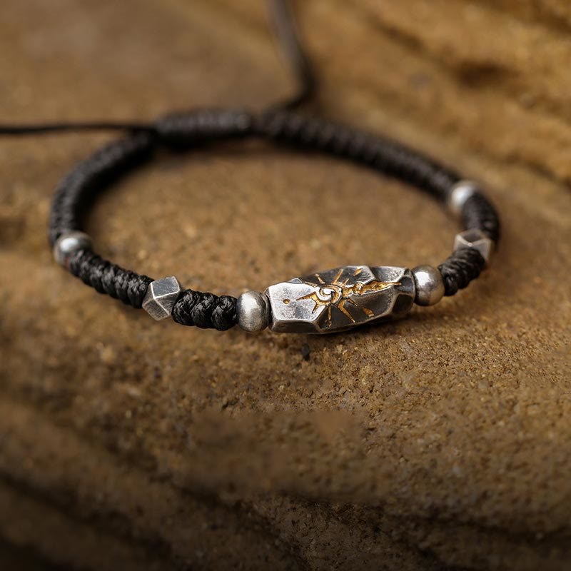 WorldNorse 925 Sterling Silver Wish Emblem Hammered Bracelet