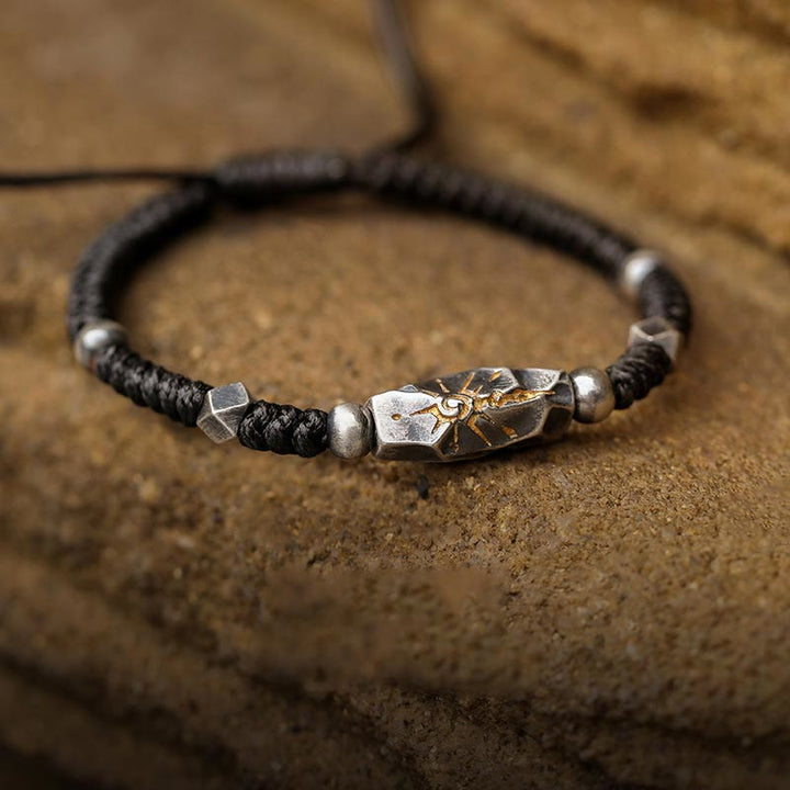 WorldNorse 925 Sterling Silver Wish Emblem Hammered Bracelet