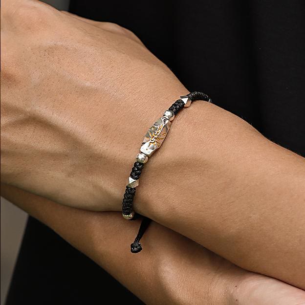 WorldNorse 925 Sterling Silver Wish Emblem Hammered Bracelet