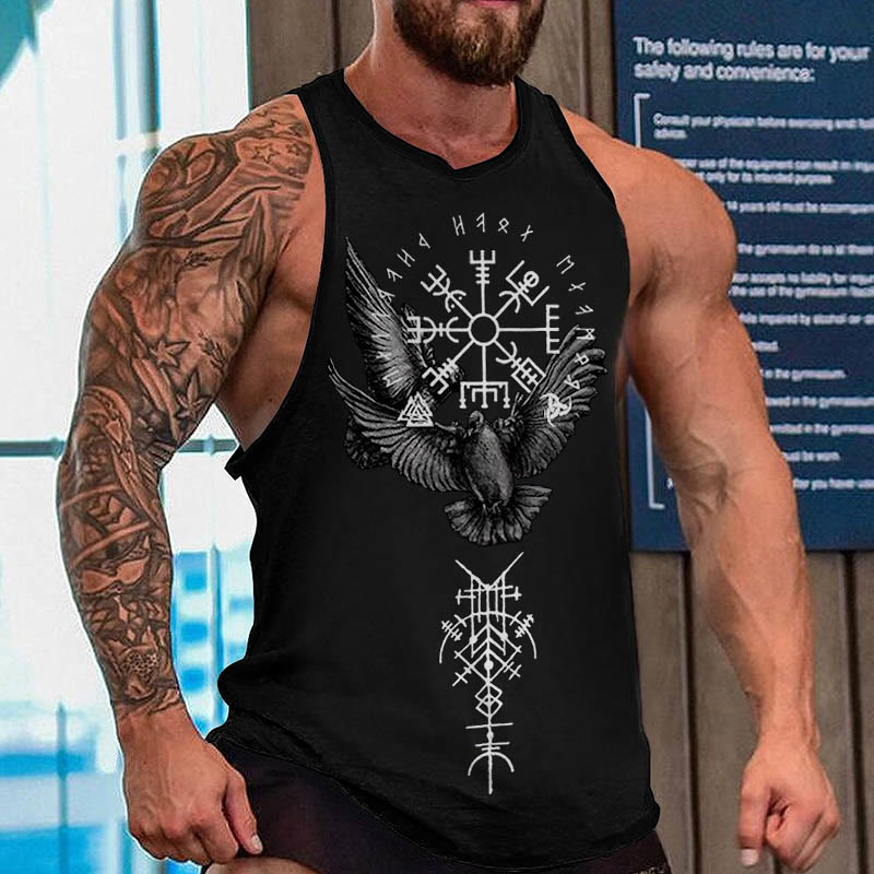 WorldNorse Valknut Vegvisir Runes Raven Triple Horn of Odin Vest