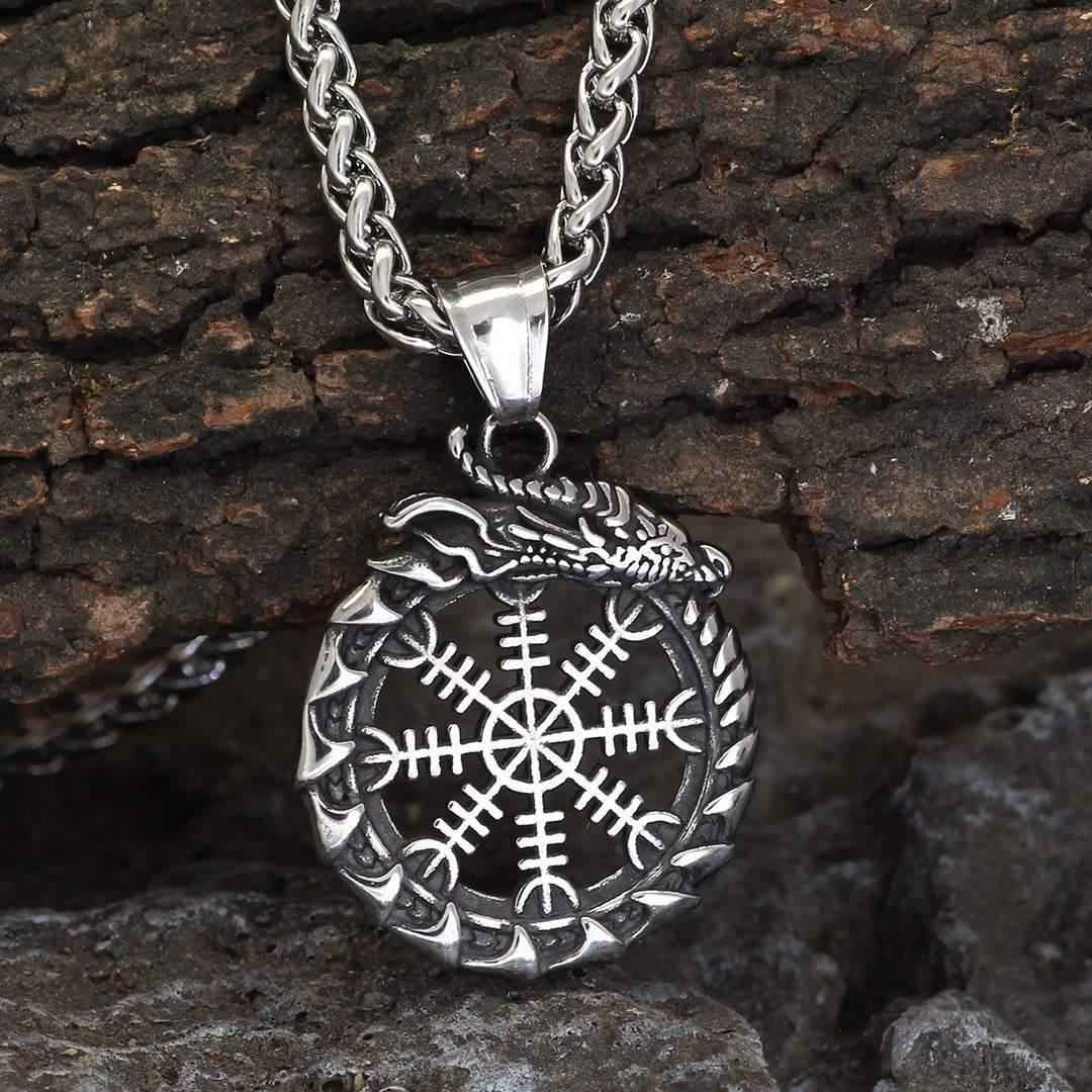 WorldNorse Norse Dragon  Helm of Awe Necklace