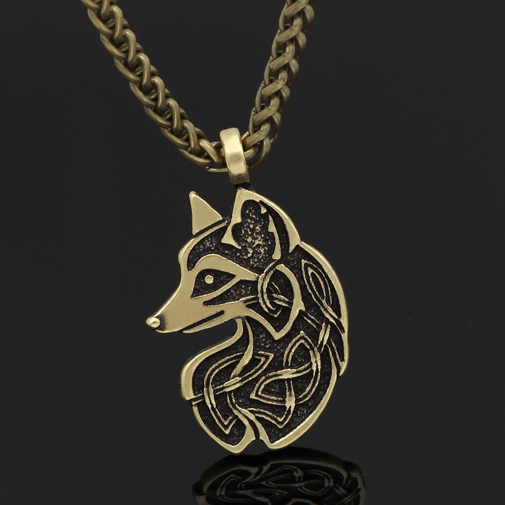 WorldNorse Celtic Wolf Head Statement Necklace