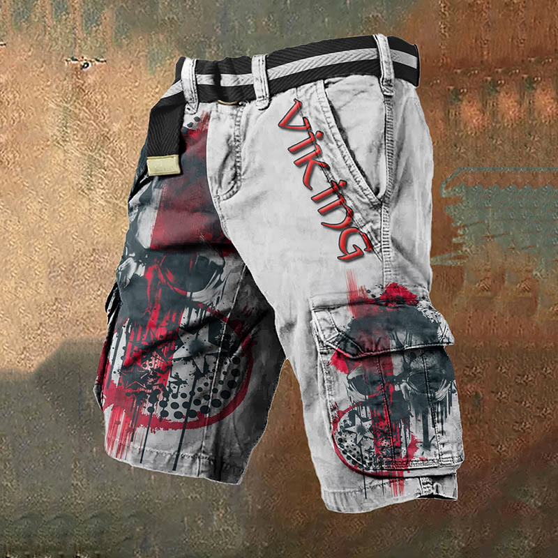 WorldNorse Viking Raven Skull Head Cargo Shorts - US/UK/AU50,EU60 (5XL) - image 1