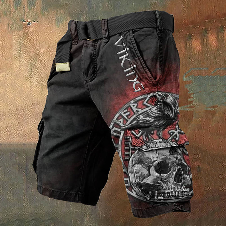 WorldNorse Raven Vegvisir Skull Head Cargo Shorts - US/UK/AU50,EU60 (5XL) - image 1