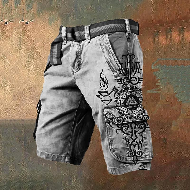 WorldNorse Viking Wolves Celtic Knot Cargo Shorts - Black - US/UK/AU50,EU60 (5XL) - image 3