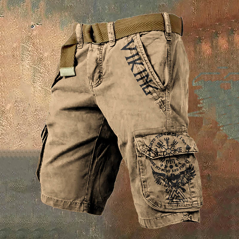 WorldNorse Raven Valknut Brown Cargo Shorts - US/UK/AU50,EU60 (5XL) - image 1