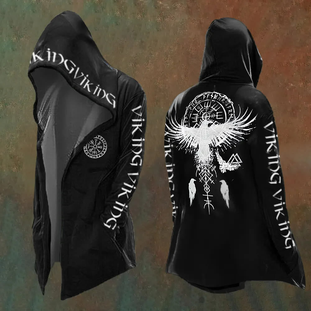 WorldNorse Men's  Vegvisir Raven Black Hooded Jacket - US/UK/AU48,EU58 (4XL) - image 0