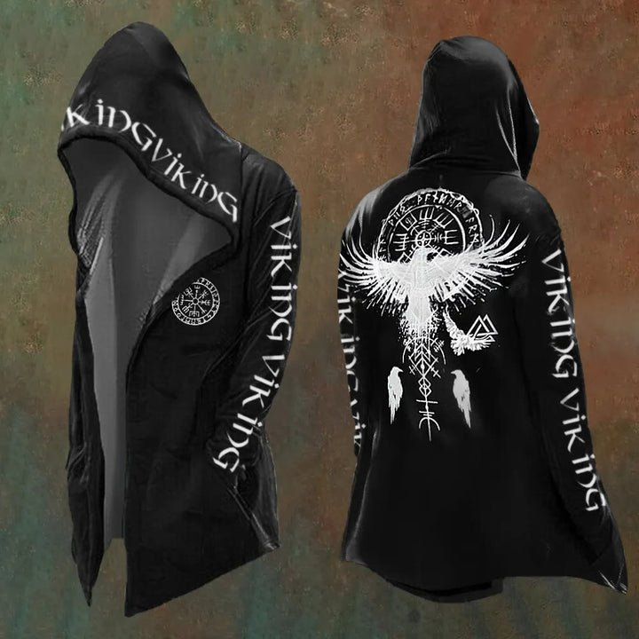 WorldNorse Men's  Vegvisir Raven Black Hooded Jacket - US/UK/AU48,EU58 (4XL) - image 0