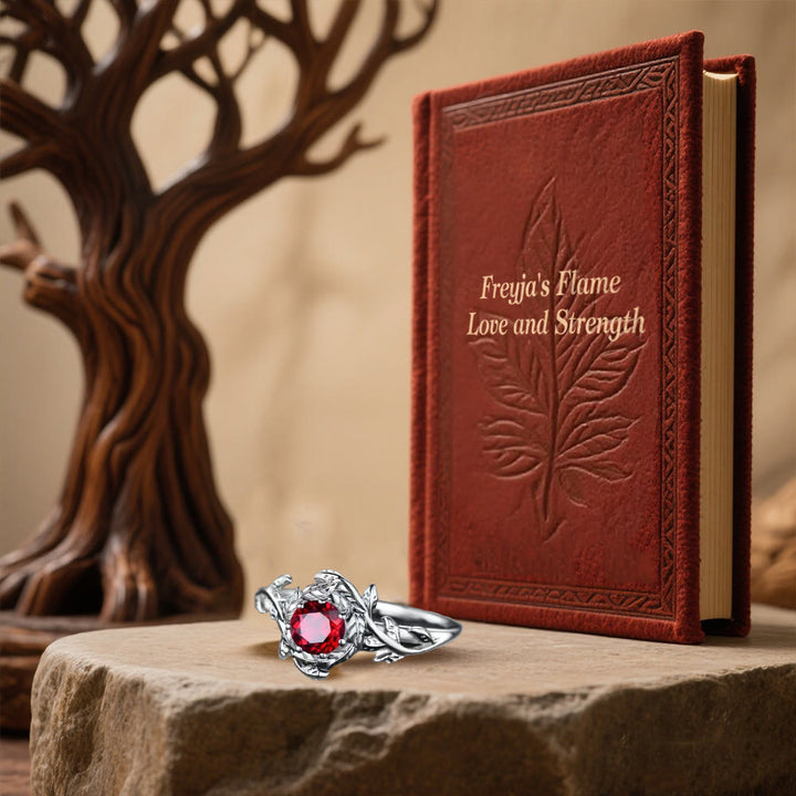 WorldNorse Freyja's Flame Leaf Wreath Garnet Ring - image 3