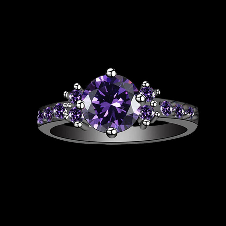 WorldNorse Midnight Blossom of Freyja Ring - Amethyst#Black - US 10 - image 5