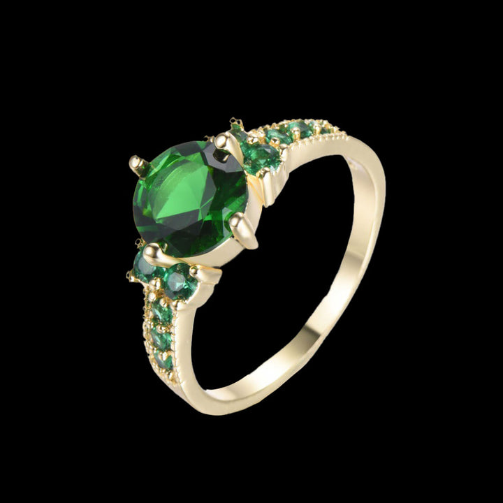 WorldNorse Midnight Blossom of Freyja Ring - Emerald#Gold - US 10 - image 9
