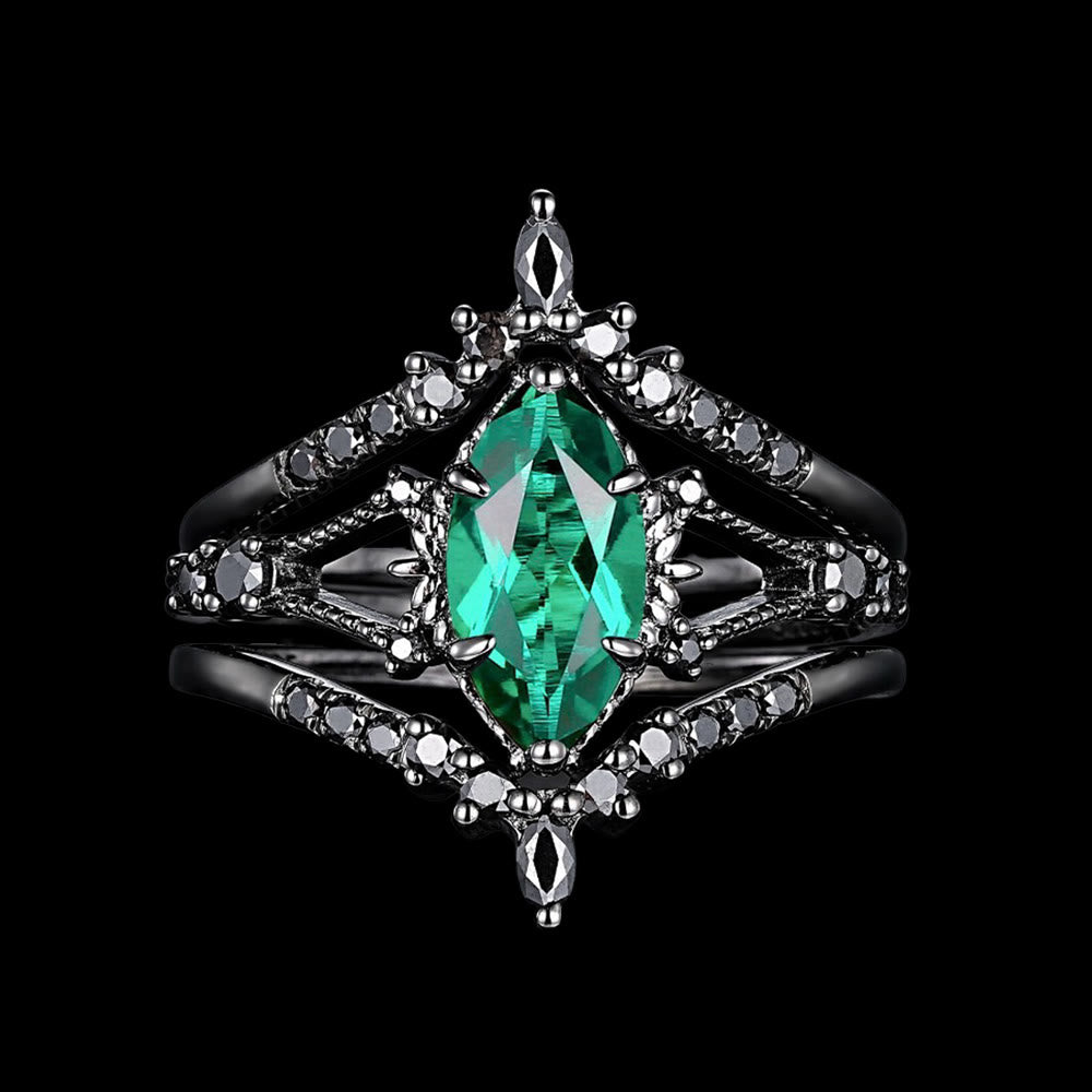 WorldNorse Mystic Emerald Crown 3-Piece Ring Set - US 11 - image 0