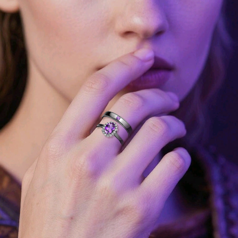 WorldNorse Royal Violet Amethyst Bond Ring Set - image 1
