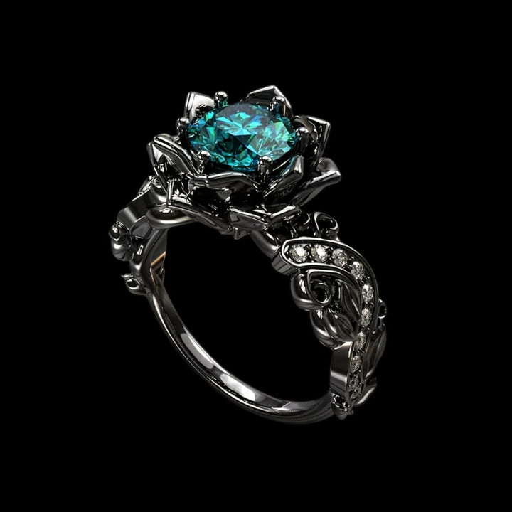 WorldNorse Black Rose Blossom Ring - US 10 - image 0