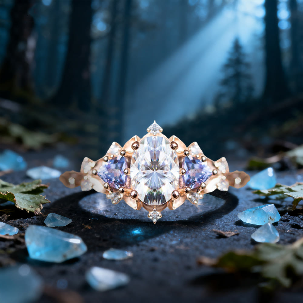 WorldNorse Dawn Leaf Zircon Branch Ring - White & Purple - US 10 - image 5