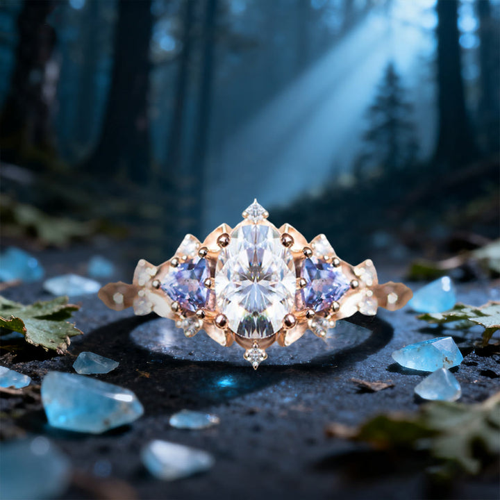 WorldNorse Dawn Leaf Zircon Branch Ring - White & Purple - US 10 - image 5